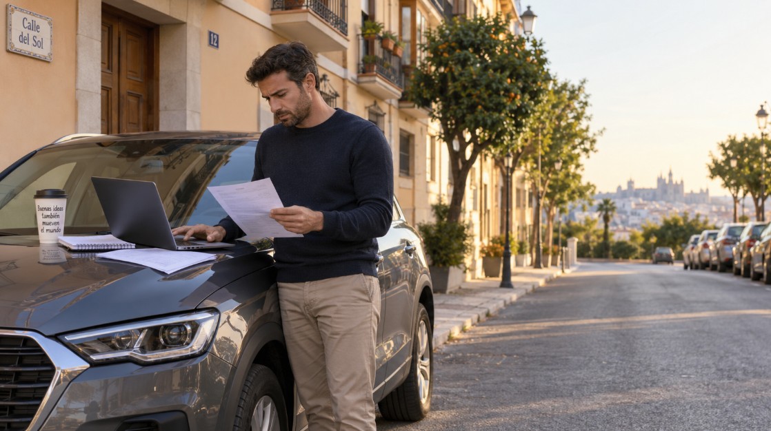 Persona estudiando cómo obtener dinero con su coche sin venderlo